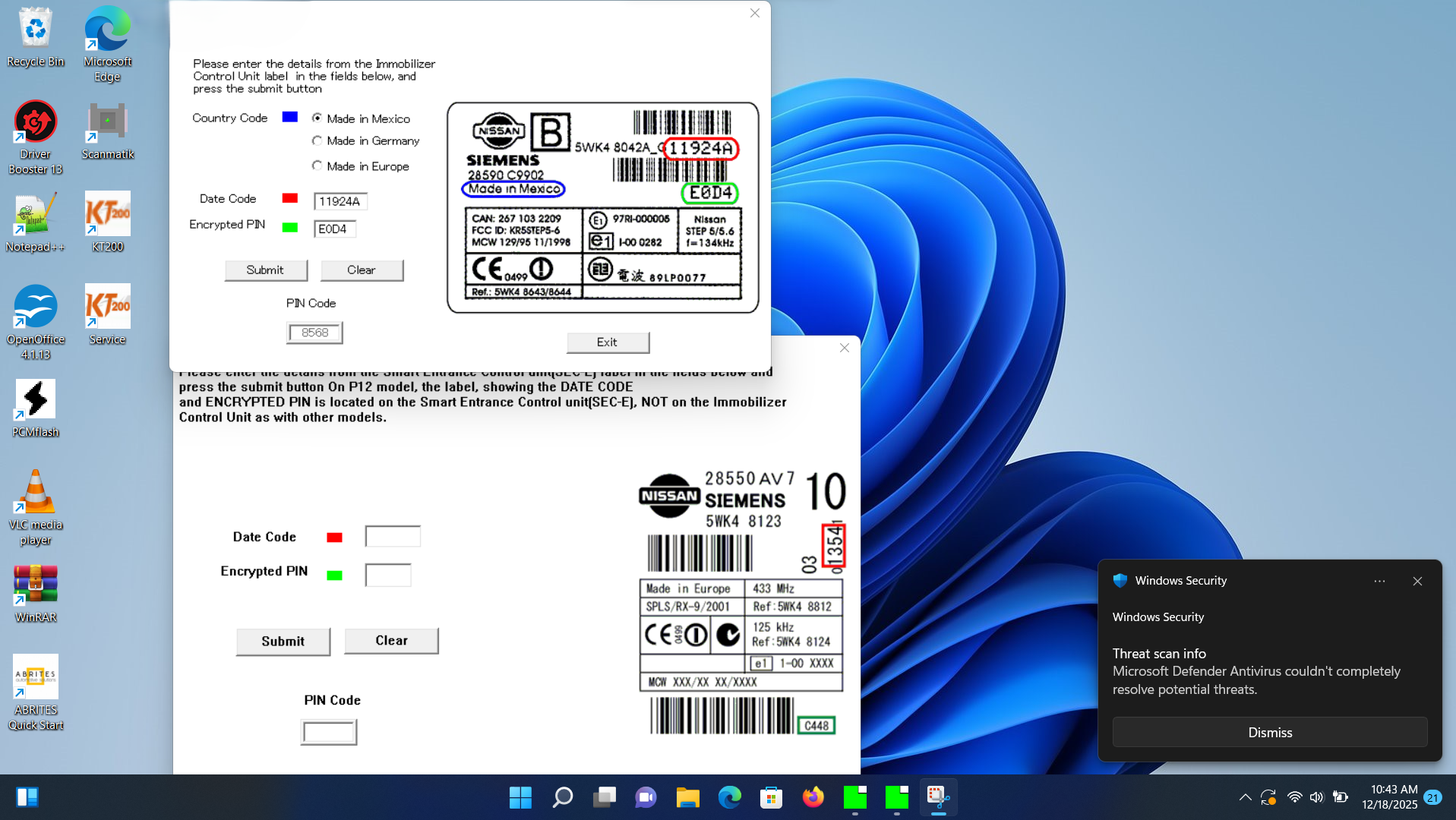New Nissan/infinit pin code caculator